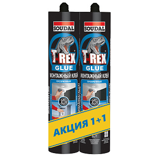 Клей жидкие гвозди монтажный T-REX 1+1 (WB BLUE) прозрачный Soudal 152248 (0.31кг+0.31кг) купить