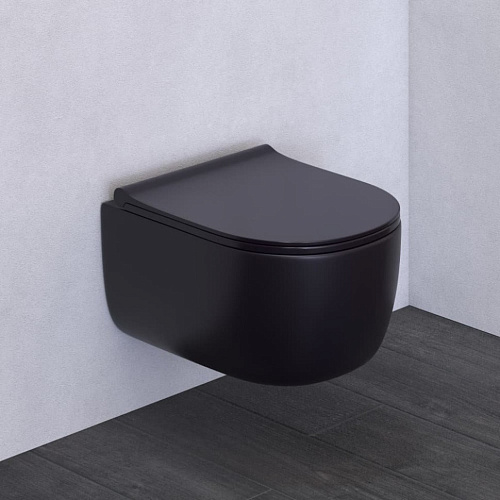 Унитаз подвесной Berges Wasserhaus Ego Black 082125 безободковый с сиденьем дюропласт черный матовый купить