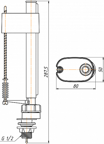 Арматура нижняя пластик эконом 1/2" Анипласт (WC5550) 9-2158 купить