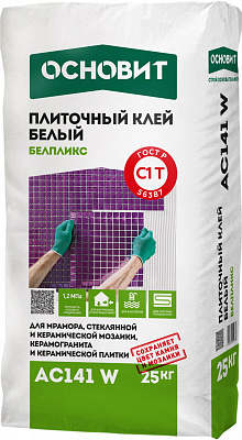 Клей плиточный ОСНОВИТ БЕЛПЛИКС AC141 W беспылевой белый  93403 (25кг) купить