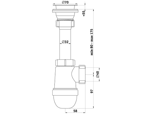 Сифон Ани  1 1/2" *40 C0100 Анипласт купить