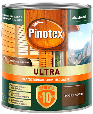 Лазурь влагостойкая для дерева Pinotex Ultra ореховое дерево 5803593 (2.5л) купить