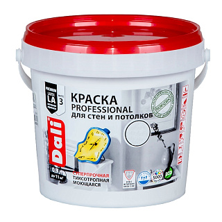 Краска для стен и потолков по штукатурке Dali Professional 3 акриловая (База C) 0.9 л купить