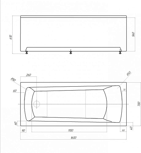 Ванна Либра 160*70см с фронтальным экраном слив слева Aquatek LIB160N-0000003 купить