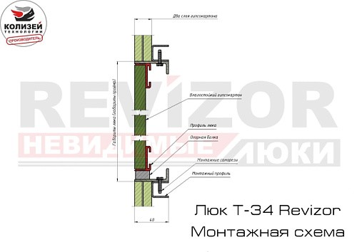 Люк нажимной со съемной дверцей Revizor T-34 500*600*43 купить