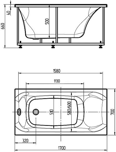 Ванна Альфа 170*70см с фронтальным экраном слив слева Aquatek ALF170-0000038 купить