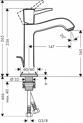 Смеситель HANSGROHE Metropol Classic 31302000 для раковины хром купить