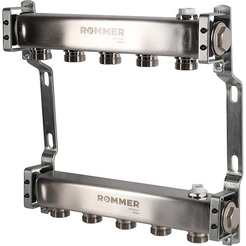Коллектор для радиаторной разводки 5 вых нерж Rommer RMS-4401-000005 купить
