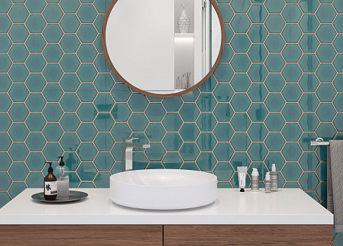 Мозаика керамическая Hexagon big Green Glossy 25.6*29.5см Starmosaic купить