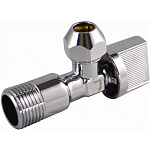 Кран шаровой угловой наружная резьба 1/2"*3/8" с цангой и отражатателем ручка-бабочка хром, СТМ CAСR1238 Кран шаровой угловой наружная резьба 1/2"*3/8" с цангой и отражатателем ручка-бабочка хром, СТМ CAСR1238