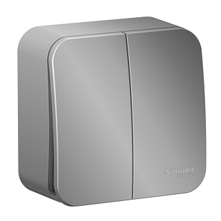 Выключатель Schneider Blanca 2-клавишный 10А алюминий BLNVA105013 466606 купить