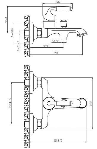 Смеситель Esko Prague PG 54 для ванны однорычажный с аксессуарами бронзовый купить