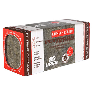 Утеплитель URSA TERRA 36 PN Стены и Крыши 5 штук 3.81м2/0.381м3 1250*610*100мм купить