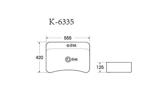 Раковина накладная K-6335 белая 555*420*125мм HOLLER 322539 купить