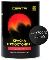 Эмаль термостойкая "CERTA" (аналог КО-868) антикоррозионная 700С RAL 9004 черный CST00036 (0.8кг)