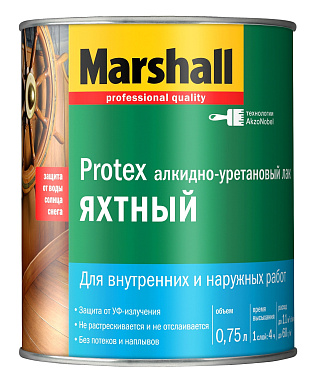 Яхтный лак алкидно-уретановый Marshall Protex Yat Vernik Бесцветный полуматовый - 0.75 л купить