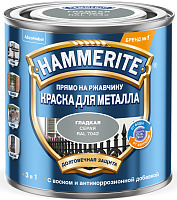 Грунт-эмаль по ржавчине Hammerite 3в1 серая (0.25л)