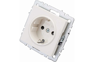 Розетка BRITE РС14-1-0-БрБ,BR-R14-16-K01 1-я с з/к/ш 16А белый IEK 3975692 купить