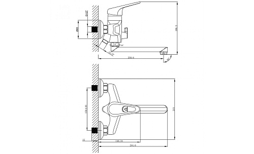Смеситель для ванны Lemark Luna LM4113C динный поворотный излив хром купить