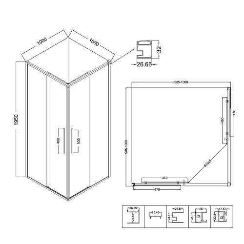 Ограждение душевое Nova NG-6824-34ВLACK черный матовый стекло прозрачное 100*100*195см Niagara купить