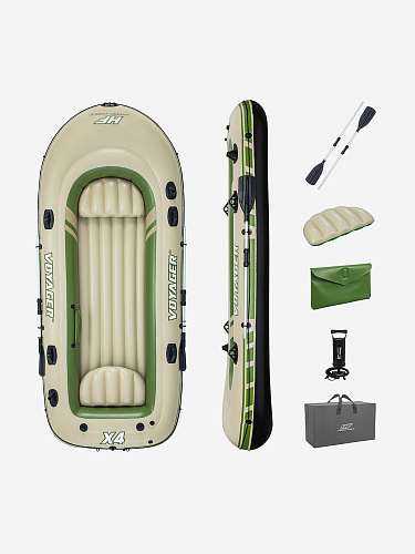 Лодка надувная Voyager X4 Raft 350*145см вёсла, насос Bestway 65156 купить