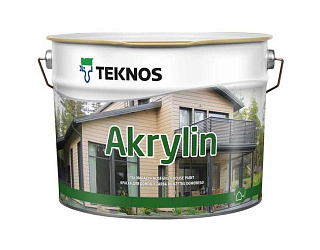 Краска водоразбавляемая TEKNOS Akrylin для деревянных фасадов Белая полуматовая 0.9 л купить