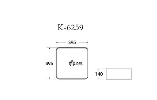 Раковина накладная K-6259 белая 355*355*140мм HOLLER 322521 купить