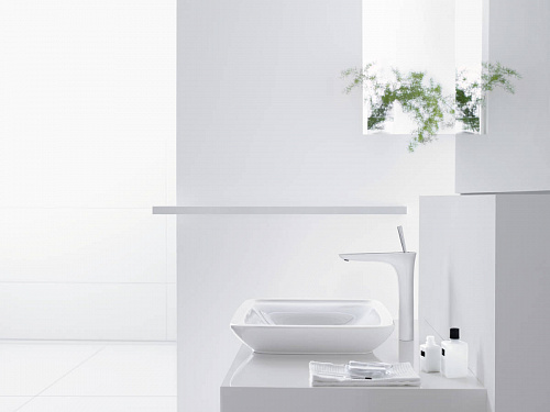 Смеситель HANSGROHE PuraVida 15072400 для раковины с высоким изливом белый/хром купить