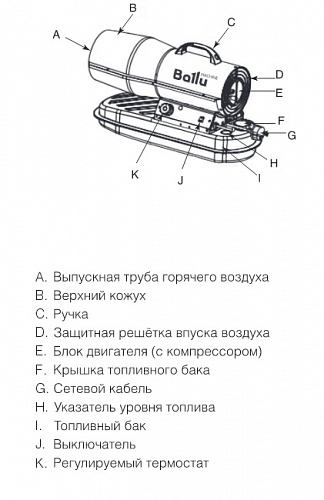 Пушка тепловая дизельная BHDP-10 10кВт 590м3/ч Ballu НС-1050911 купить
