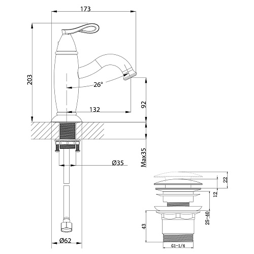Смеситель Lemark Prime LM6106BRG для раковины с донным клапаном черный/розовое золото купить