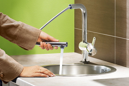 Смеситель Minta для кухни, с выдвижной лейкой, цвет хром GROHE 32168000 купить