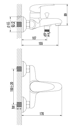 Смеситель Lemark Pramen LM3302C для ванны с коротким литым изливом хром купить