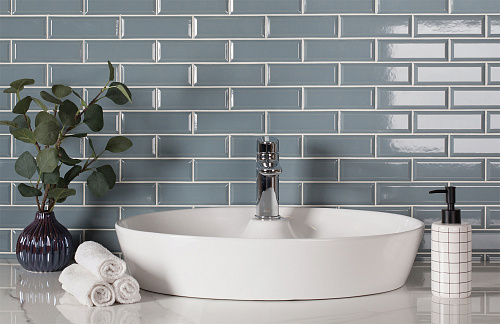 Мозаика керамическая Metro Bluish-Grey Glossy 45*145мм 29.5*28.7см Starmosaic купить