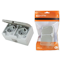 Розетка Вуокса 2мест 2П+3 о/у SQ1803-0008 16А IP54 горизонтальная