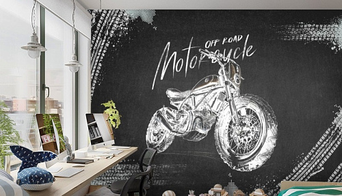 Фотообои Стильный байк мелом песок 3*2.7м DesignStudio 3D PD-005 купить