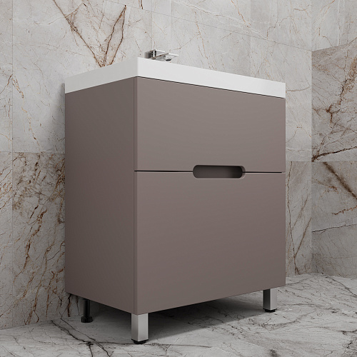 Тумба напольная Матис 70 тауп темный 2 ящика с умывальником ASTI 70 белый Style Line ЛС-00002436/СС-00002466 купить