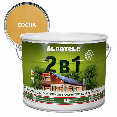 Покрытие защитно-декоративное для дерева "2 в 1" сосна Акватекс 18139 (9л) купить