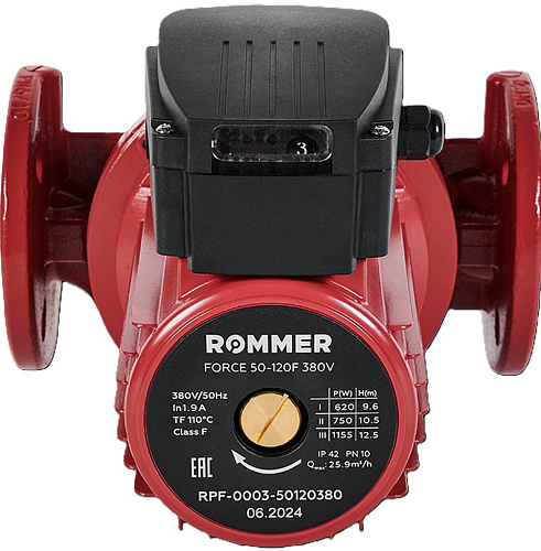 Насос циркуляционный FORCE фланцевый 3-х скоростной 50-120F Rommer RPF-0003-50120380 купить