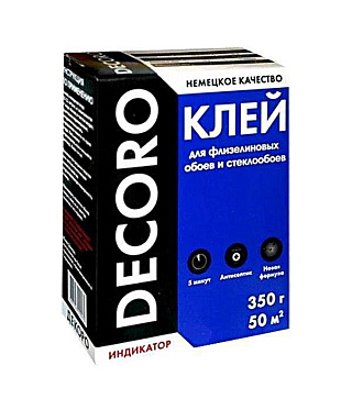 Клей для флизелиновых и стеклообоев с индикатором DECORO - 0.35 кг купить
