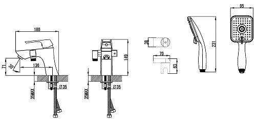 Смеситель Lemark Unit LM4515C на борт ванны на 1 отверстие хром купить