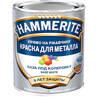 Краска Hammerite для металла гладкая база BW белая (0.7л) купить