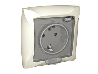 Розетка LEXEL ДУЭТ WDE000246 с рамкой, со шторками,с крышкой, бежевая, 1-местная купить