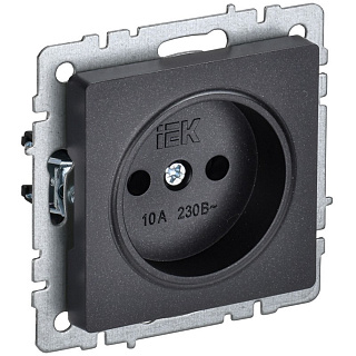 Розетка 1-местная без заземления BRITE РС10-1-0-БрЧ 10А IEK 1717978 черный купить