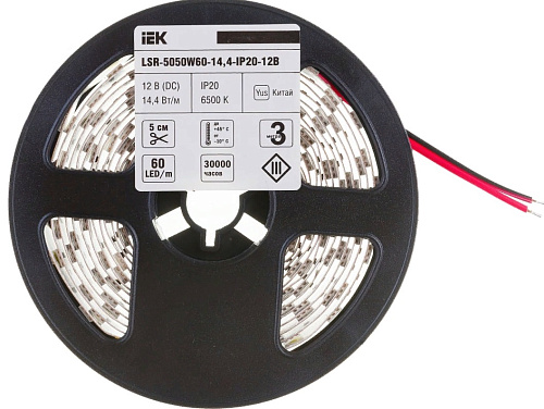 Лента светодиодная LSR-5050W60-14.4-IP20 14.4Вт 12В 3метр IEK 965135 купить