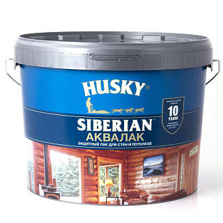 Аквалак для стен и потолков SIBERIAN полуматовый защитный, Husky (9л) купить
