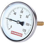 Термометр биметаллический с погружной гильзой 100 мм Dn 80мм Rommer RIM-0001-801015