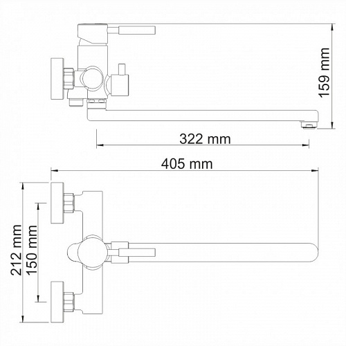 Смеситель WASSER KRAFT Main 4102L 9060817 для ванны с длинным поворотным изливом хром купить
