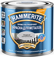 Грунт-эмаль по ржавчине 3в1 Hammerite гладкий серебристый 5254057 (0.5л)