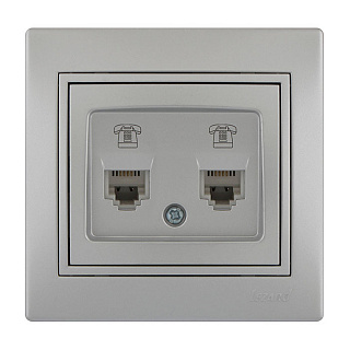 Розетка MIRA 701-1010-138 TF евро 2-ная  С/П металлик серый купить