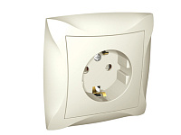 Розетка LEXEL ДУЭТ WDE000242 с рамкой, бежевая, 1-местная